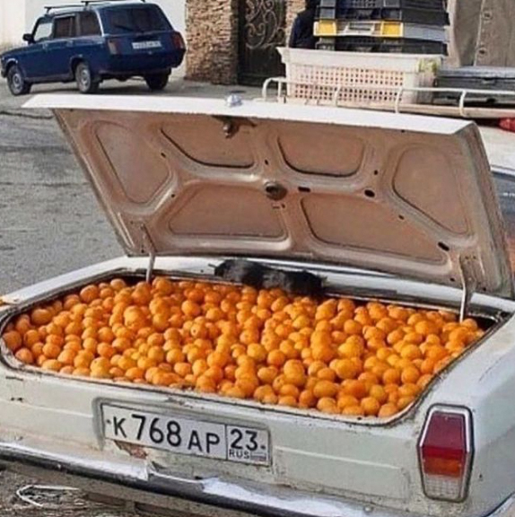 orange à jus dans la voiture
