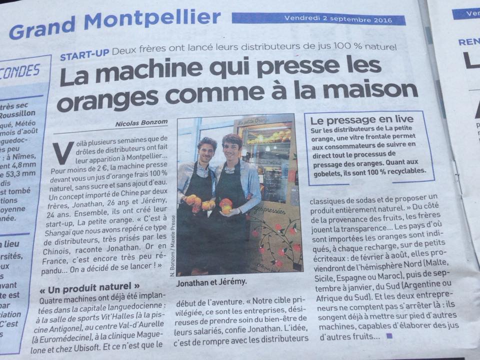 Article de presse du journal 20 minutes qui parle de La petite Orange